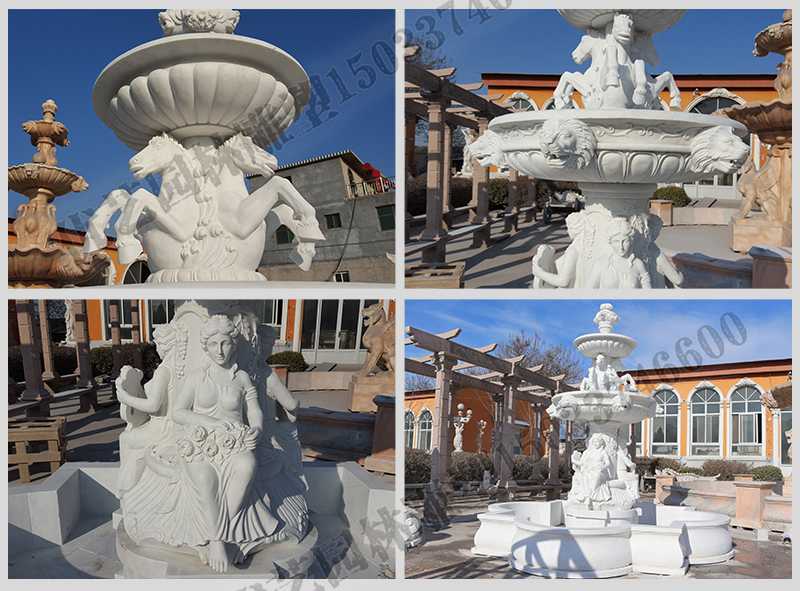 大理石噴泉，歐式人物動物噴泉，室外景觀噴泉定制