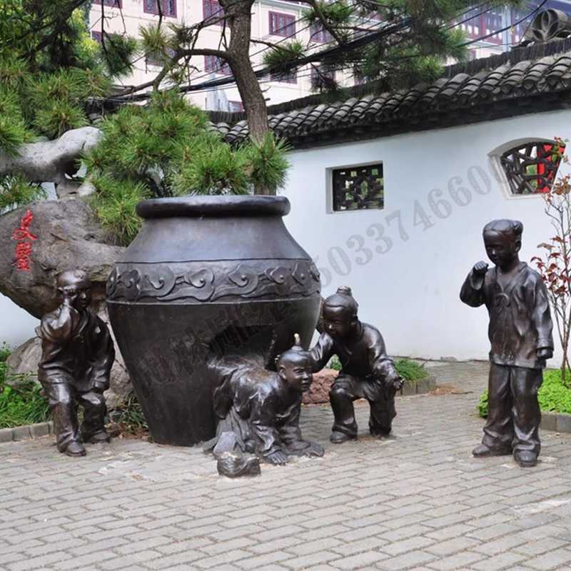 銅小孩雕塑，兒童銅雕塑