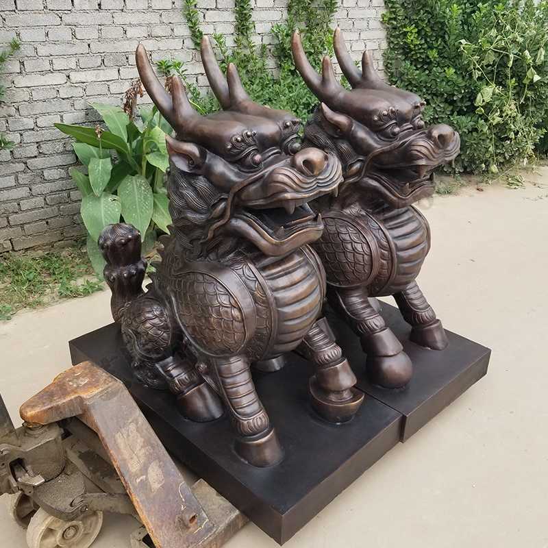 銅麒麟雕塑，銅麒麟擺件，鎮(zhèn)宅風水麒麟