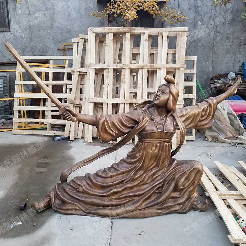 銅舞劍人物雕塑，古代銅人物雕塑